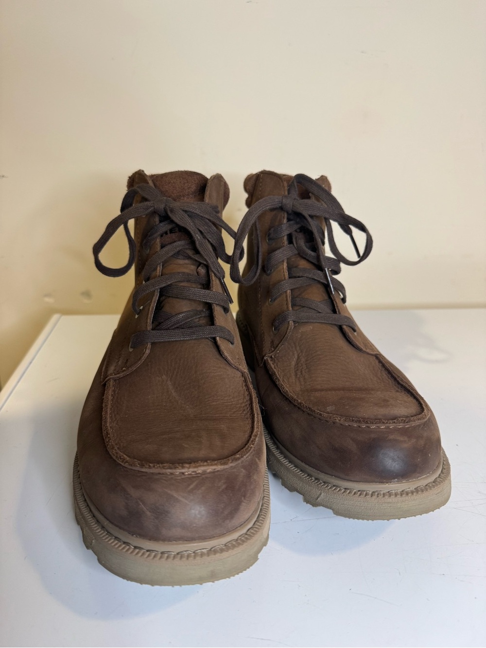 Sorel NM5210 Men’s 12 Brown Leather Waterproof Moc Toe Lace Up Boots